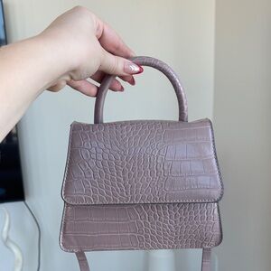a new day Crocodile-Embossed Mauve Mini Bag